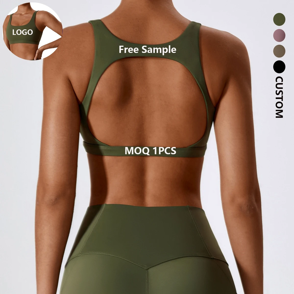 Women Workout Shockproof Sports Bra Activewear Push up Bras Girls Plus Size Gym Top Hollow Out Back Sport Green Fitness Yoga Bra