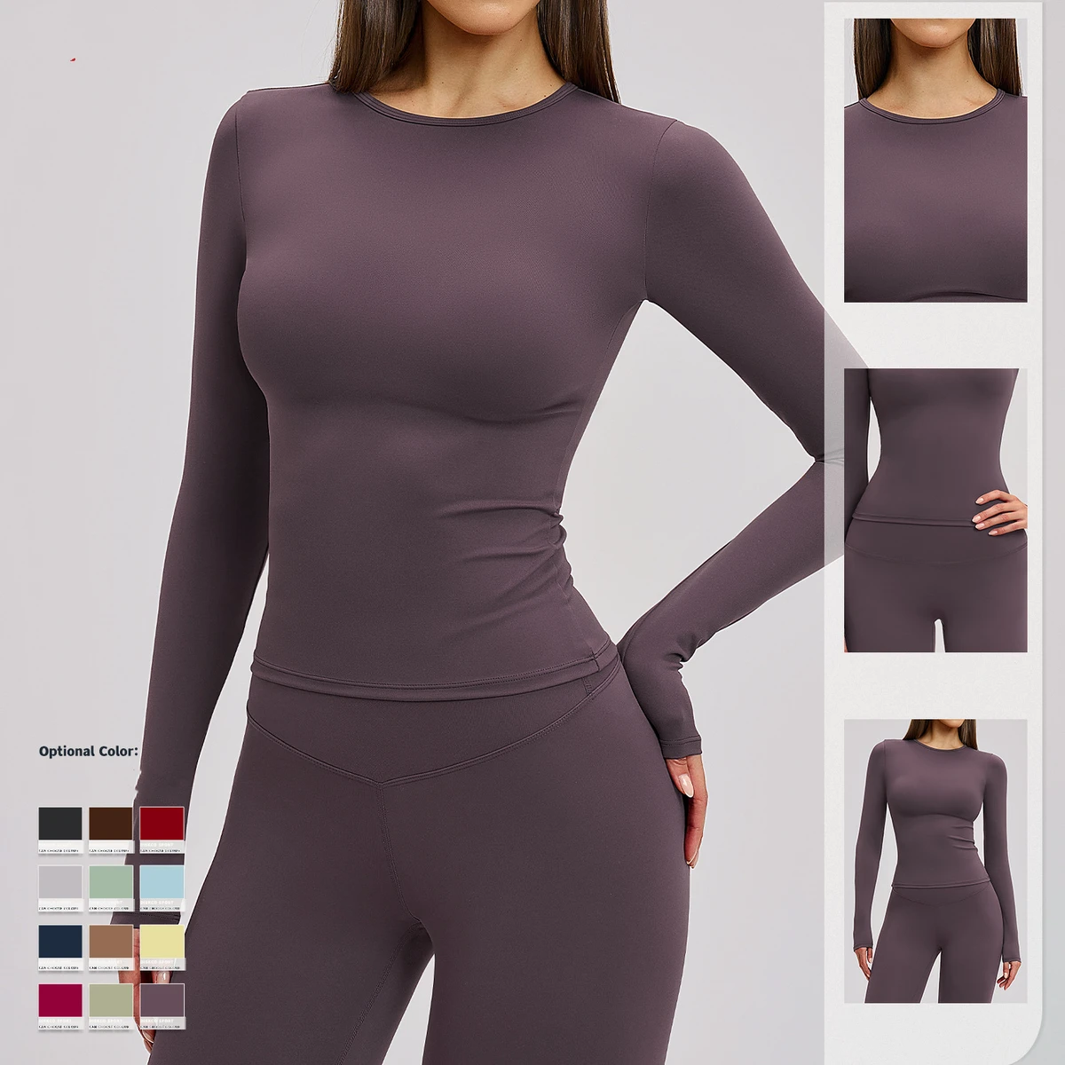 Women's Long Sleeve Breathable Lightweight Four-Way Stretch Compression T-Shirt for Sports Yoga Gym Fitness Active Athletic Wear