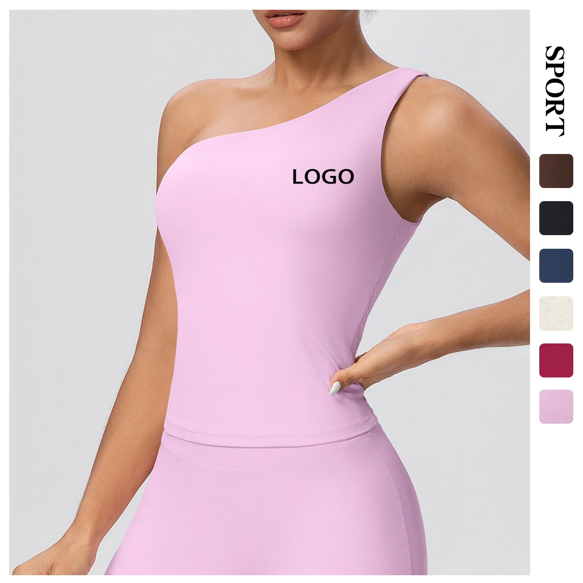 New Women's Quick-Dry Yoga Top Asymmetric Single Shoulder Waist Women's Sportswear Sleeveless Fitness Yoga Wear
