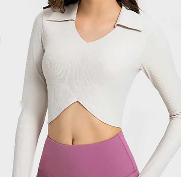 Yoga Top Women's Long Sleeve Breathable Chest Pad Pilates Hollow-out Beauty Back Slimming Sports Training Fitness Suit