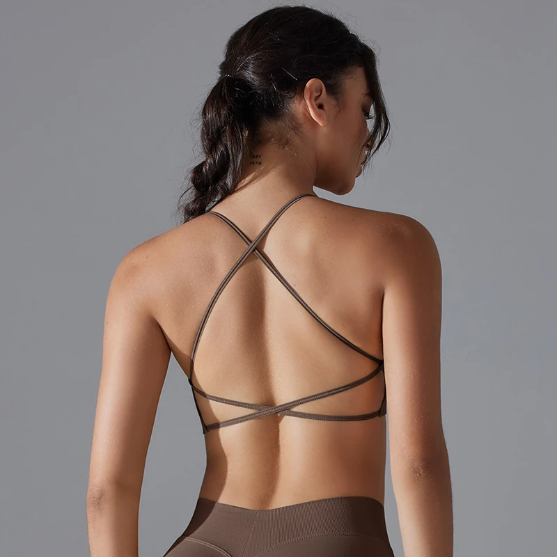 Custom Seamless Cross Back High Compression Quick Dry Shockproof Outside Training Sport Fitness Yoga Bra for Women