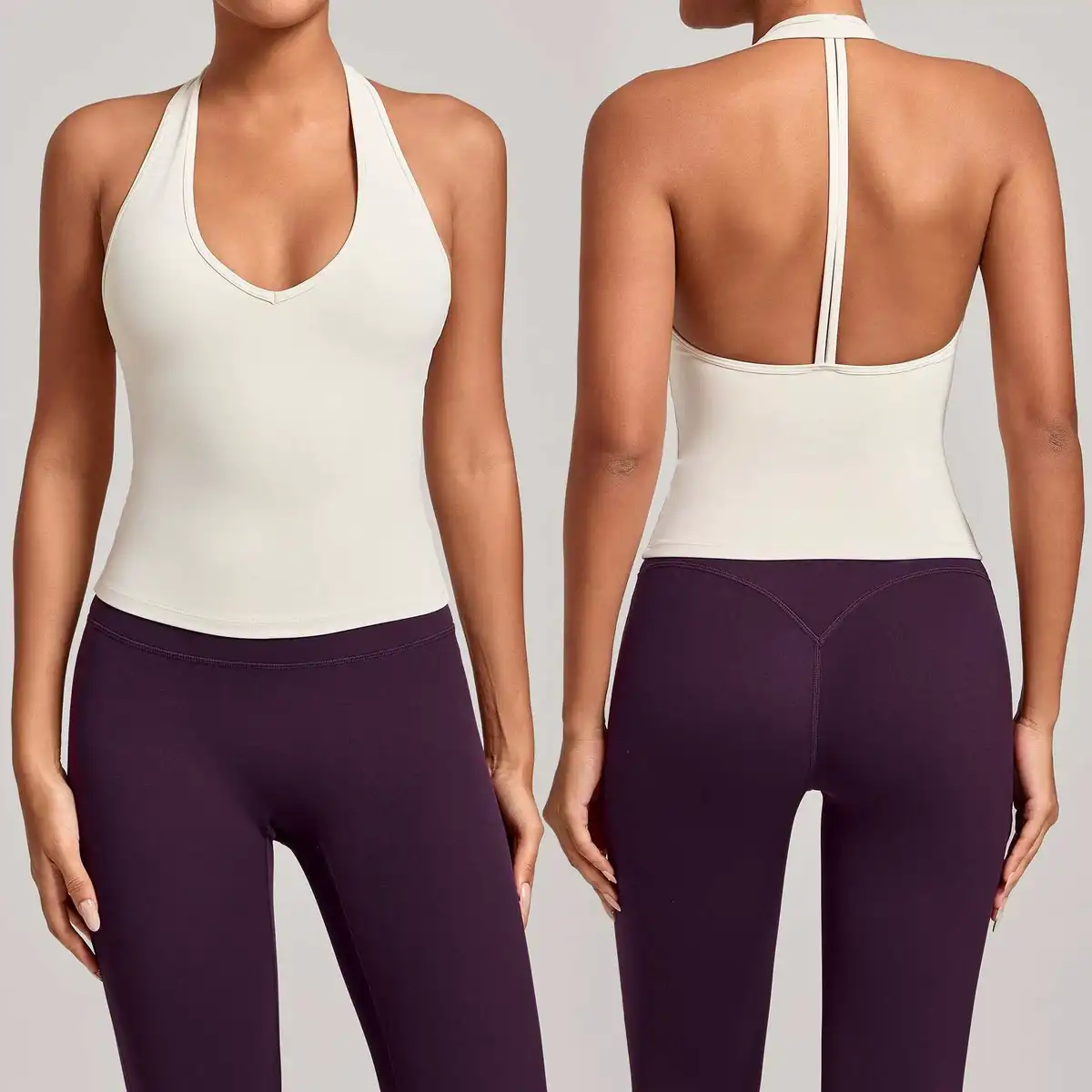 2026 New Sleeveless Breathable V Neck Quick Dry Workout Open Back With Padding Custom Logo Gym Sports Fitness Yoga Top