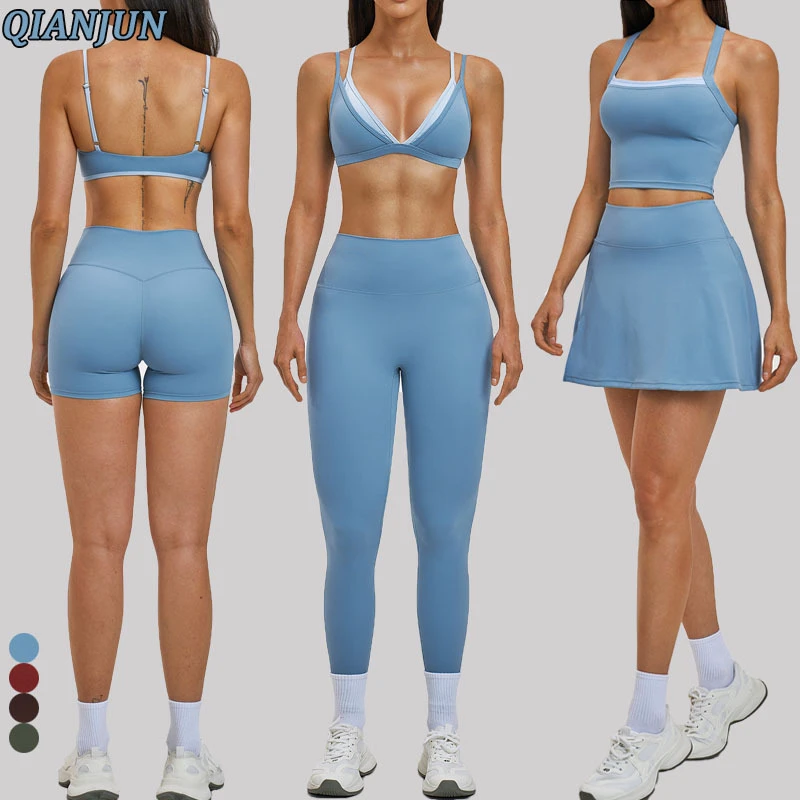 New Arrival Women Soft Lightweight Yoga Workout 6 Piece Set Multiple Styles Fitness Outfit for Gym Fitness Outdoor Exercise