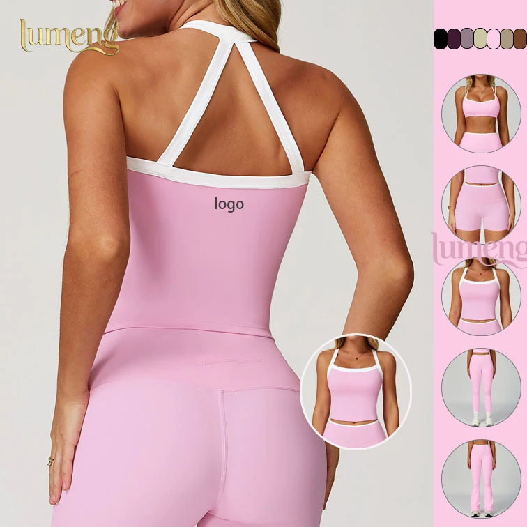 Women's Clothing Yoga Wear Ropa De Mujer Sportswear Fitness Clothes Gym Top Apparel Activewear Color Blocking Yoga Bra Vest