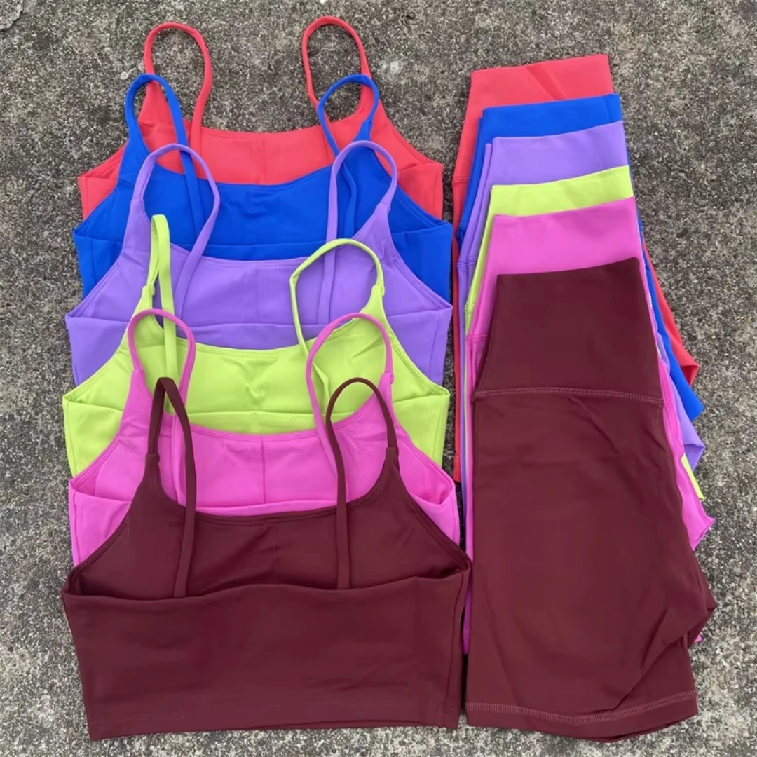 Solid Color Fitness Suit High Waist Short Legging Cross Back Sports Bra Athletic Gym Yoga Short Set Women 2 Piece
