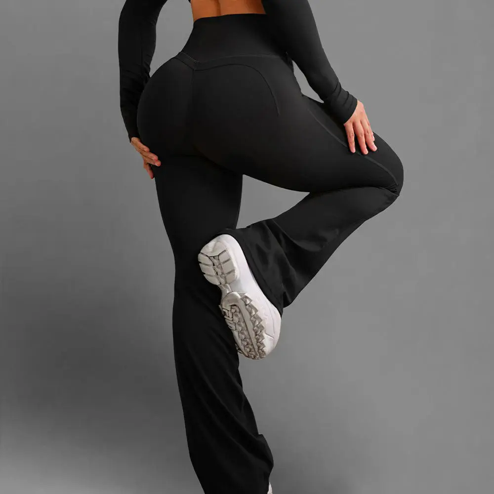 JC Women's High Waisted Flared Yoga Leggings Butt Lift Invisible Scrunch Tummy Control Breathable Gym Pilates Workout Leggings