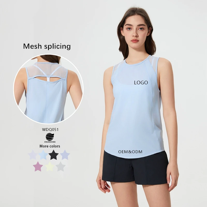 Xsunwing New Style Women Sexy Activewear Gym Fitness Yoga Singlets Running Training tank Top Sports Shirts Running Vest WDQ051