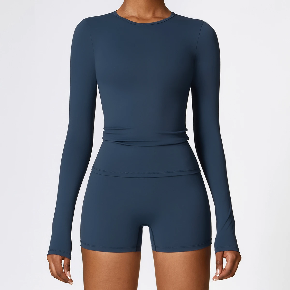 YanRuo Winter Full Length Long Sleeve Yoga Wear High Strength Fitness Pilates Running Breathable High Waist Drawstring Sets Top