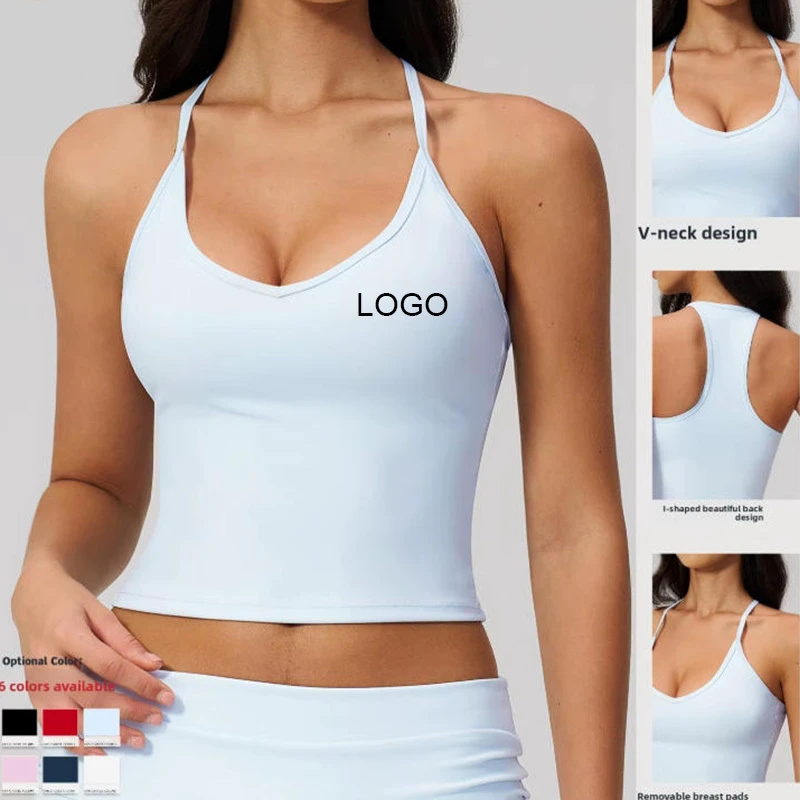 Hot Selling New Beauty Back Yoga Vest Gather Quick-drying Spandex/Nylon Sleeveless Sports Fitness Jacket Women's Top Front Solid