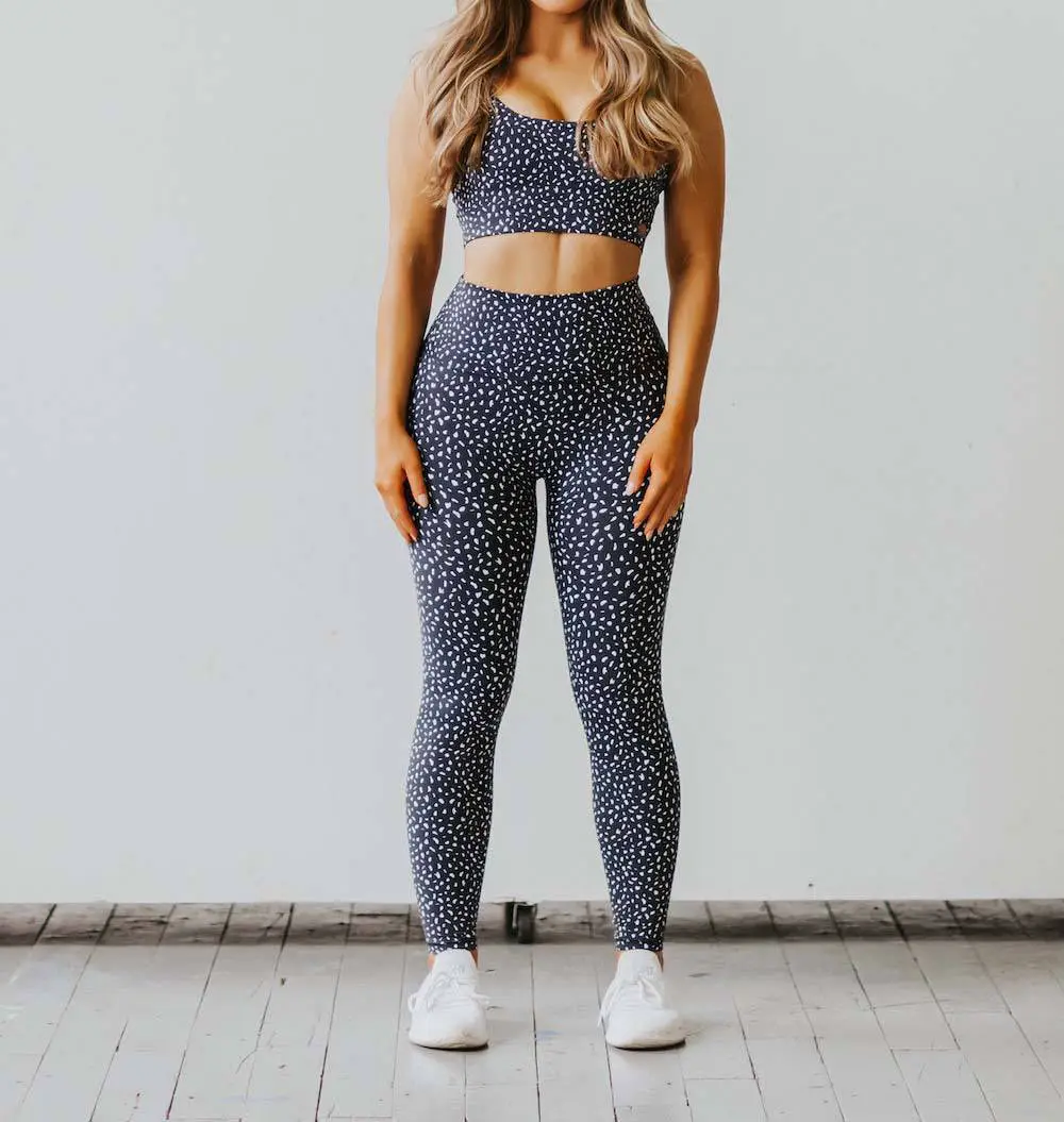 Nylon Fabric Four-Way Stretch Print Activewear Workout Yoga Set Women High Waist Leggings