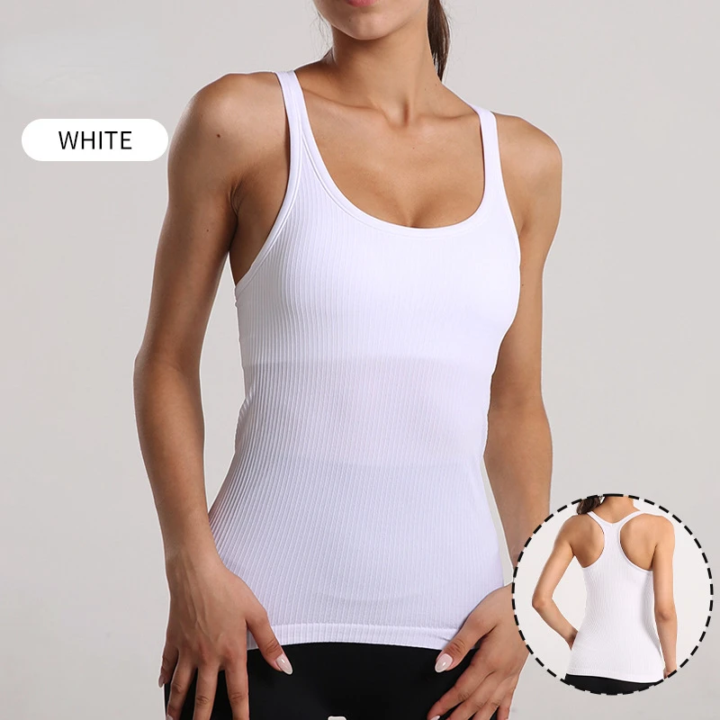 Customized Logo Lightweight Breathable Four-way Stretch Eco-friendly Soft Sleeveless Skinny Fit Women's Gym Yoga Tops Adult