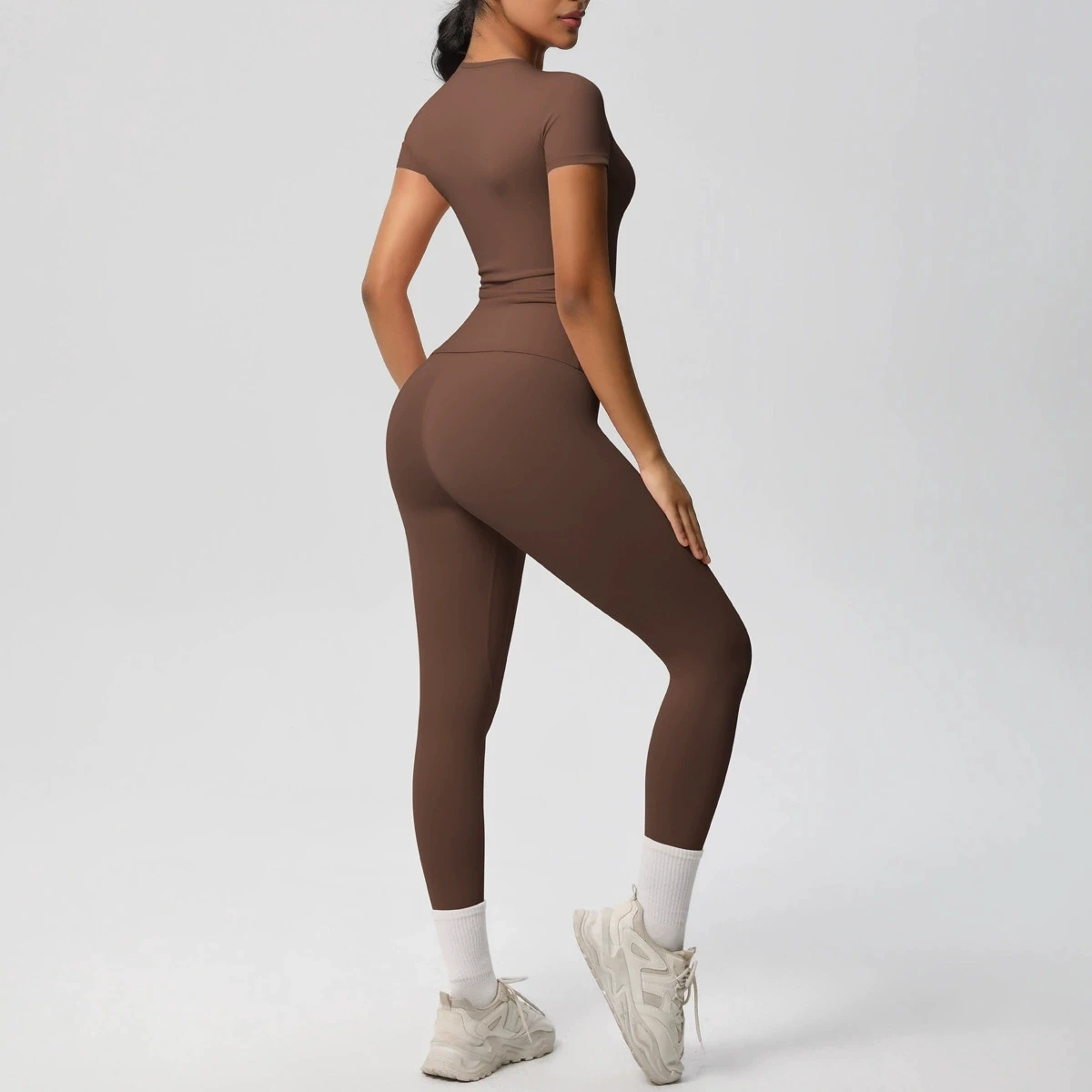 Women's Plus Size Sports Running Top Solid Brushed Fitness Yoga T-Shirt Front Short Sleeved Tight Fitting Wholesale Yoga Shirts