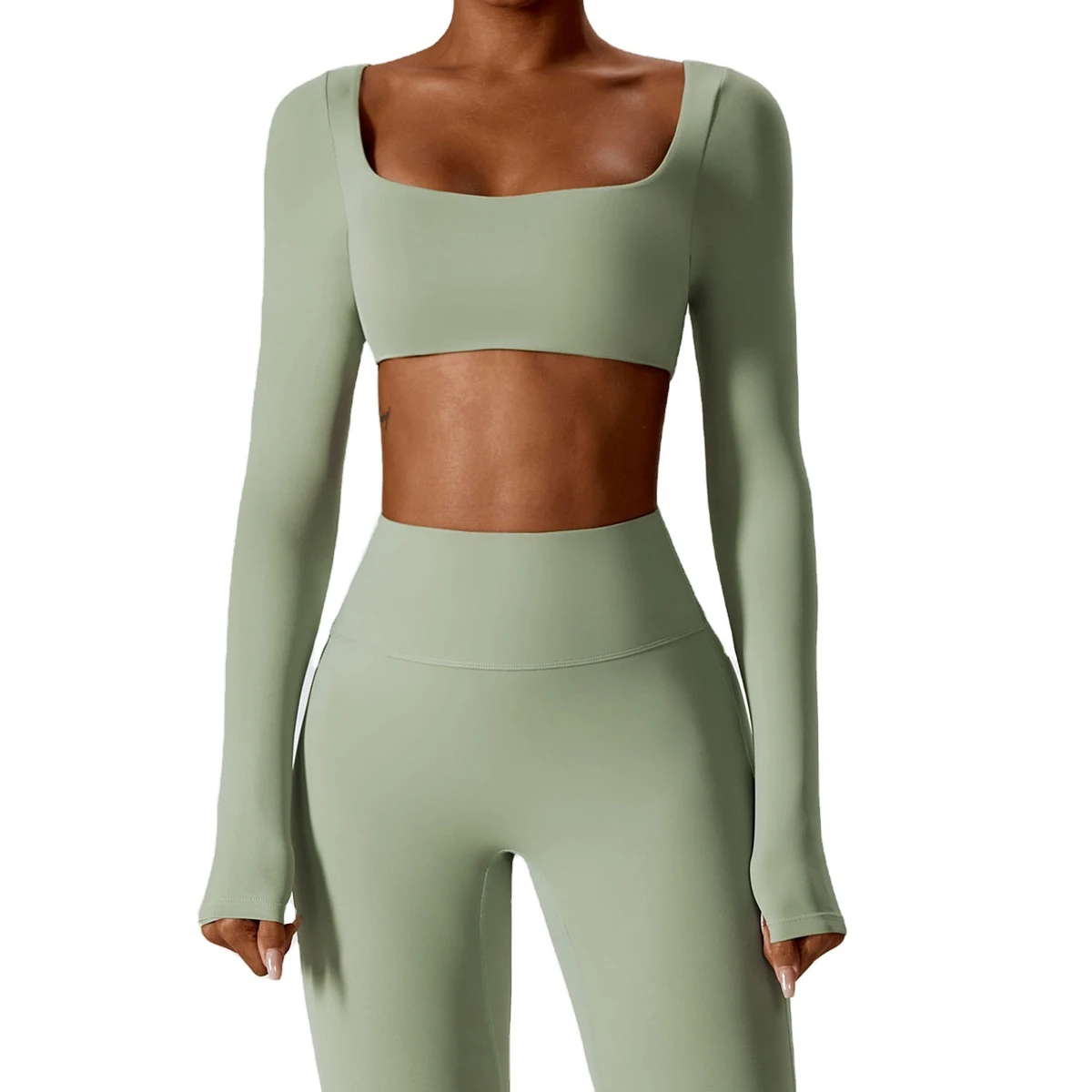 Nylon Spandex Women Long-sleeved Yoga Wear Pilates Running Sports Top Quick-drying Tight Fitness Wear Top