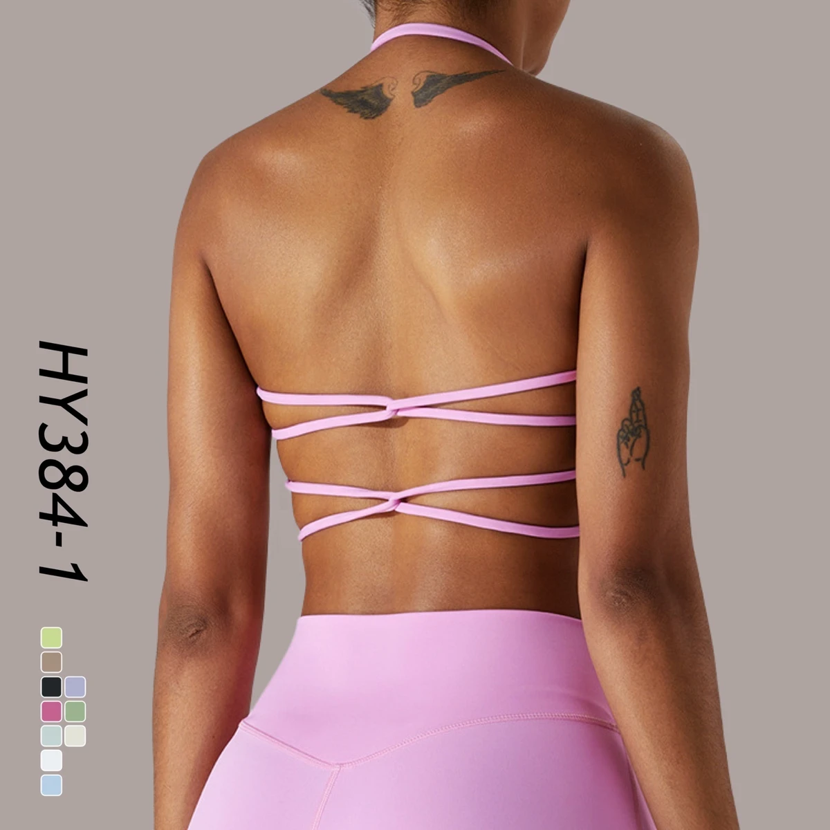 Backless Workout Gym Sports Bra for Women Neck Fitness Open Back Yoga Wear Running Bra Tops
