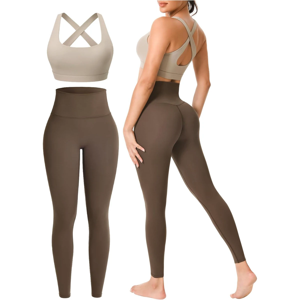 Custom Wholesale Womens Solid QuickDry Breathable High Waisted Sportswear Set Short Tight Fit Leggings Top Front Logo Running