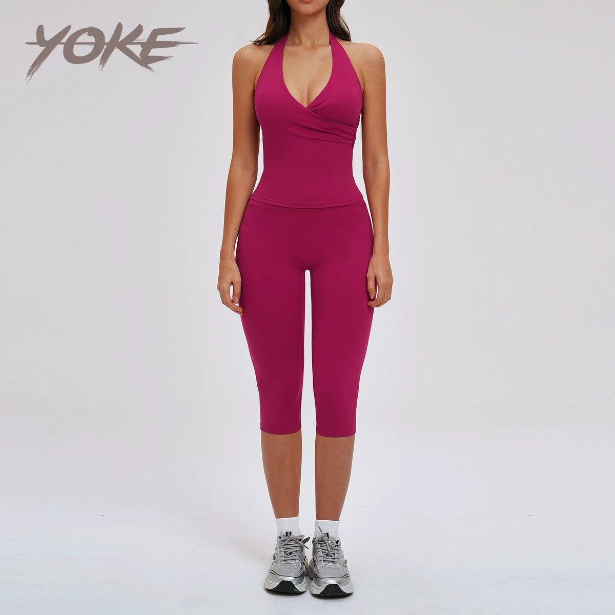 Yoke Brushed Yoga Set Loose-Fitting, Casual, and Stylish Two-Piece Set for Women Outdoor Tank Top and Shorts