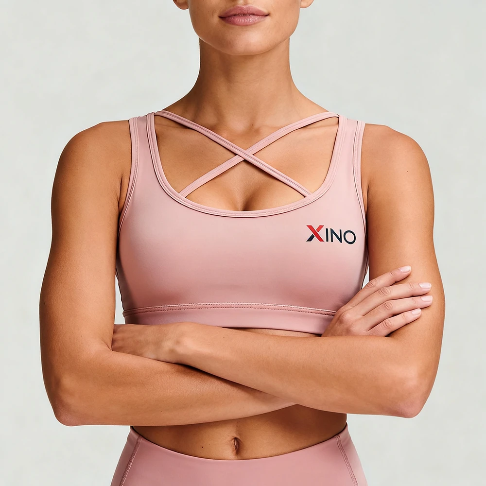 Women's Plus Size Crisscross Front Strap Padded Eco-Friendly Four-Way Stretch Breathable Yoga Sports Bra Buttery Soft Workout