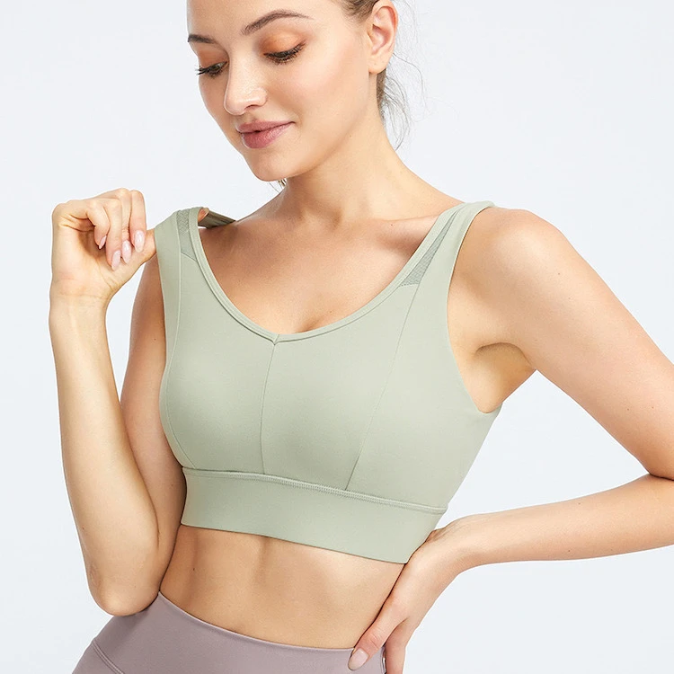Quick dry nylon spandex active sports bra high support compression lightweight gym fitness training top
