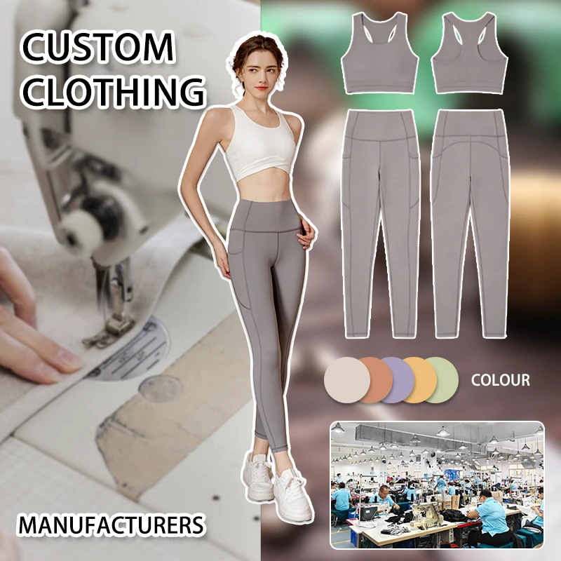 Custom High Quality 2 Piece Fitness Clothing Sportswear Gym Leggings Activewear Sports Shorts Bra Women Workout Yoga Wear Sets