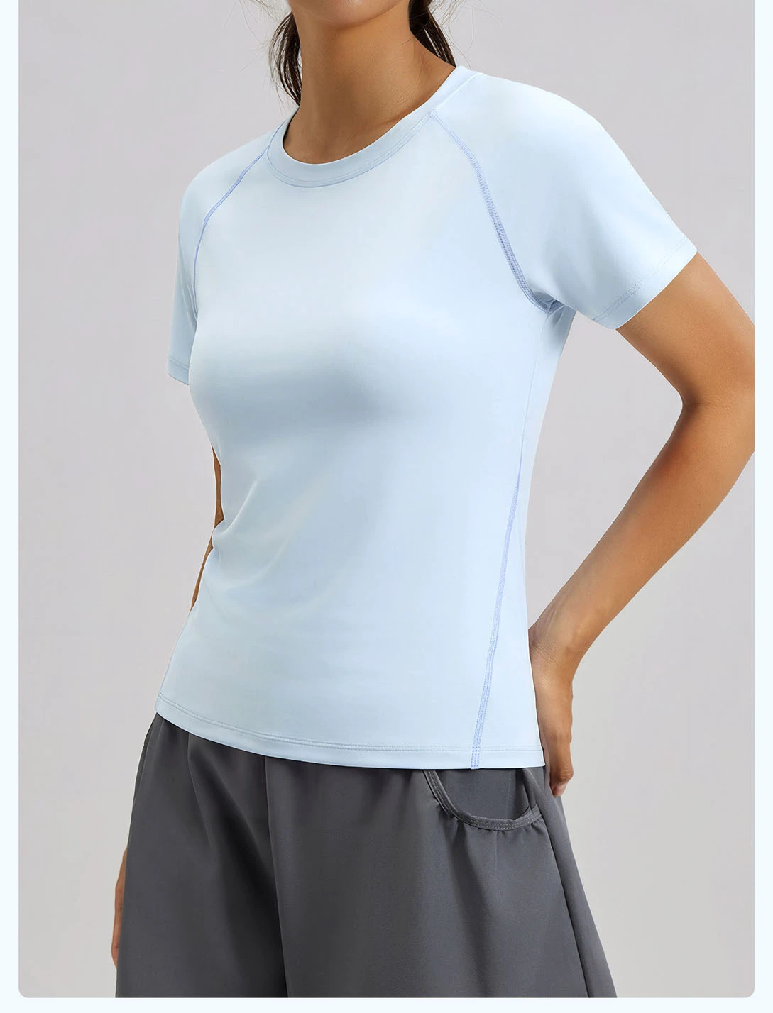 Custom Women's Raglan Sleeve Workout T Shirt Quick Dry Breathable Athletic Top for Yoga Gym Fitness