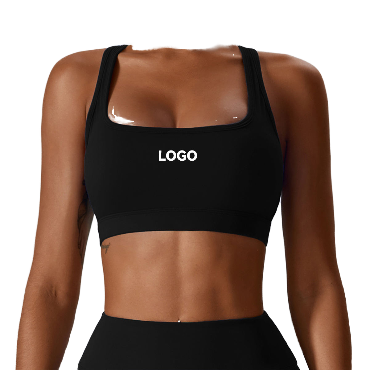 Womens Sports Bra Square Neck Backless Yoga Bra Gym Fitness Workout Top