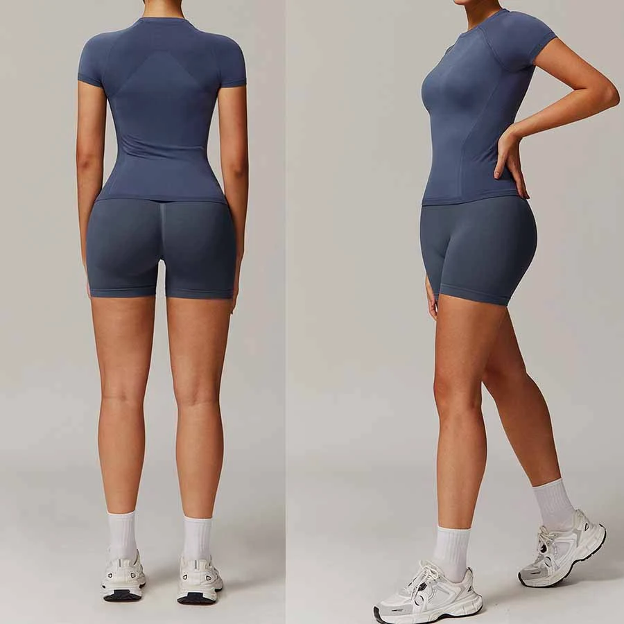Seamless Ribbed Yoga Set Women Three Piece Workout Outfit Quick Dry Tight Fit Running Sportswear Fitness Gym Clothes