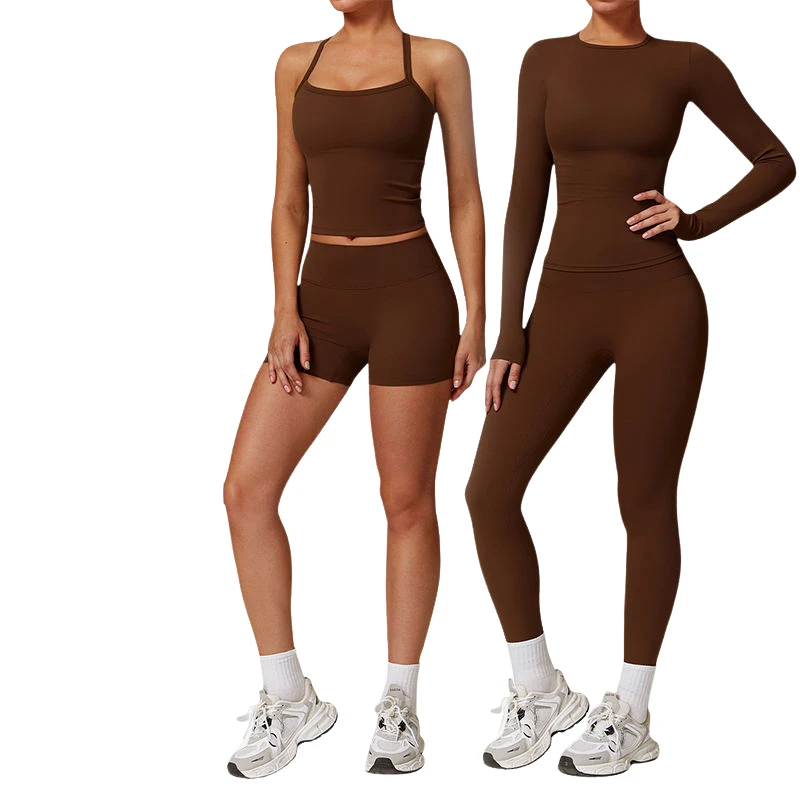 Wholesale Hot Selling Women's Yoga Sets Shorts 2-Piece Sweat Suit Butt Lift Long Sleeve Fitness Clothing Yoga Set