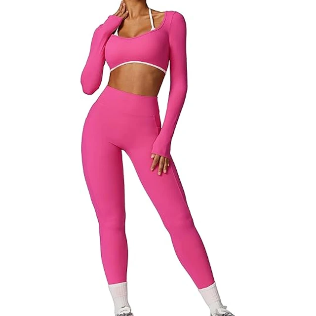 Hot Selling Seamless Yoga Set 6 Pieces Sports Outfit Quick Dry Running Leggings Yoga Set Activewear Sets For Women