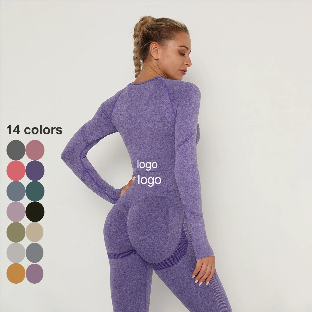 OEM ODM Breathable Fitness Gym Yoga Top Spandex Solid Print Style Seamless Workout Activewear Long Sleeves Adults Skinny Fit