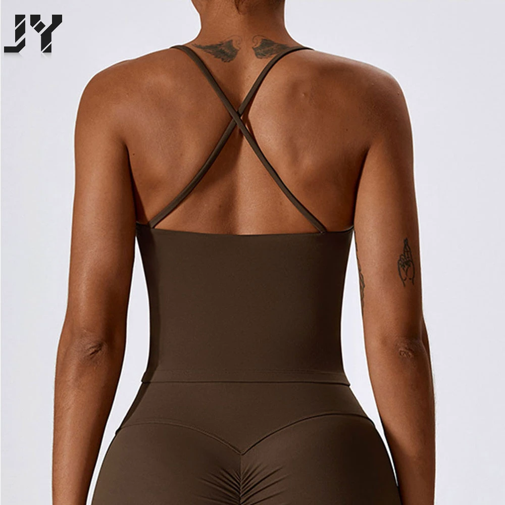 JY Hot Selling Round Neck Yoga Sleeveless Sleeved Top Skin Friendly and High Beauty Basic Versatile Slim Fit Sports Top