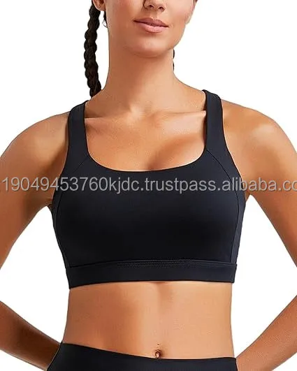 GIRL Sports Bra for Women High Support, Criss-Cross Back Running Molded Cup High Impact Sports Bras for Women