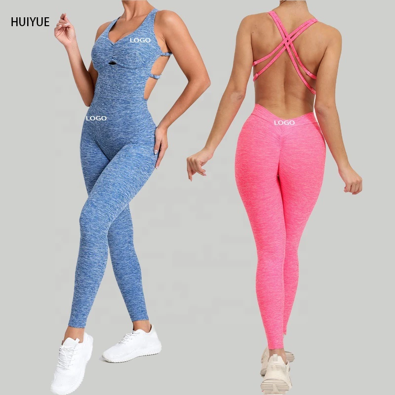 Cross-adjustable Shoulder Straps New Bodysuit Butt-lifting One-piece Yoga Suit for Running Exercise Fitness Jumpsuit for Women