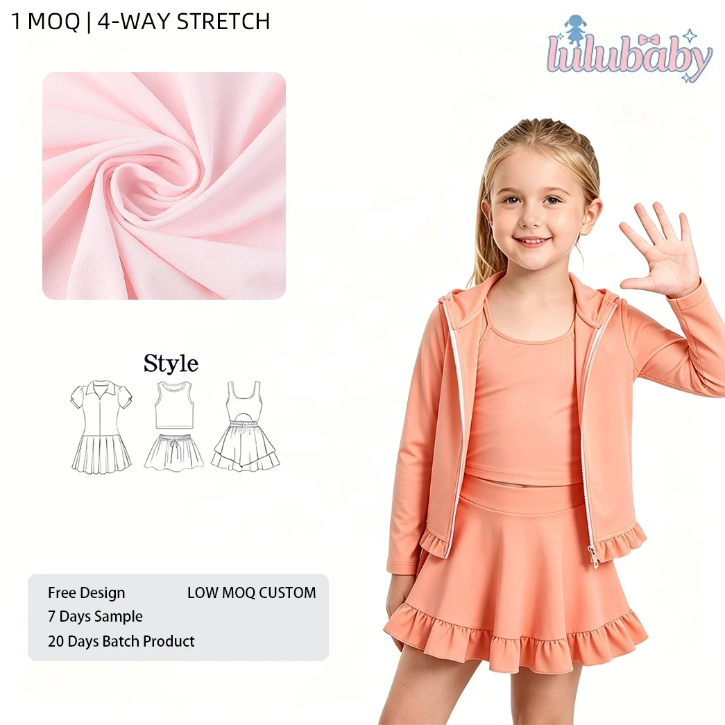 DH US Standard CPC Certified Girls Workout Outfit REACH Compliant Kids Active Wear Nylon Spandex Sports Set for Gym