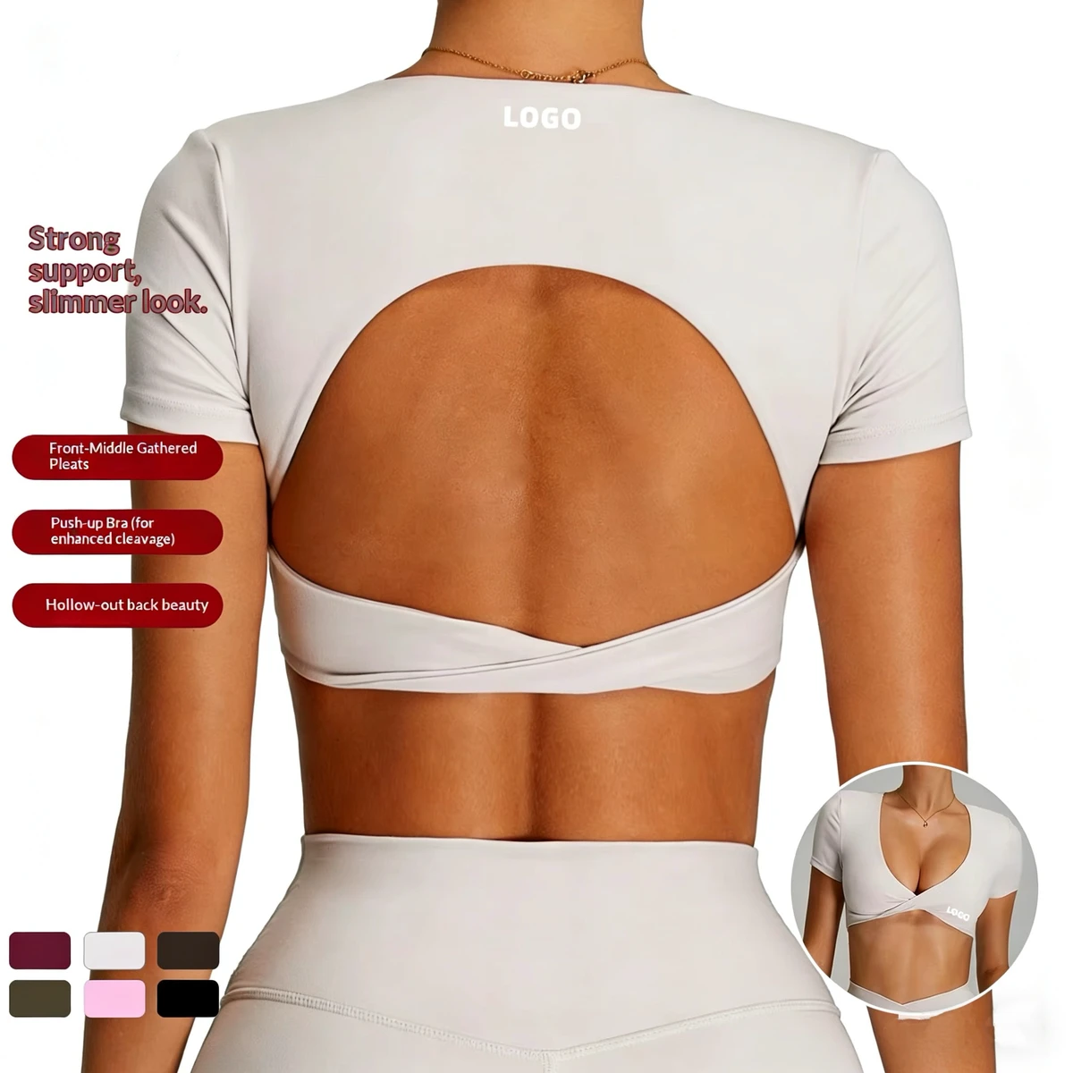 High Impact Shockproof Short Sleeve Yoga Crop Tops Women Athletic Yoga Shirts Workout Top