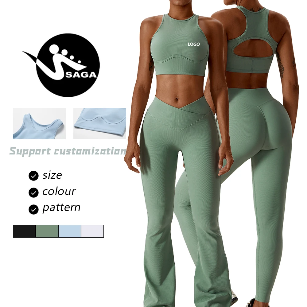 Classic Design High Neck Workout Padded Ribbed Summer Gym Tank Tops Yoga Crop Women Tops