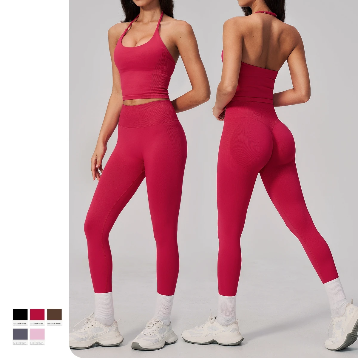 Women's for Breathable Seamless Solid High Waist 2-Piece Yoga Fitness Suit Set