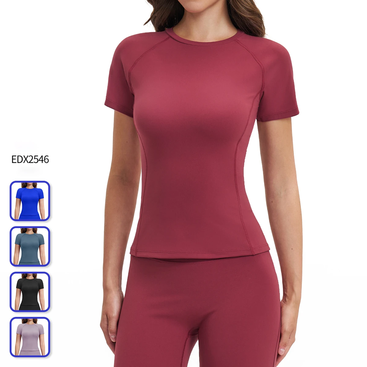 Brushed Yoga Short Sleeve Round Neck Slim Fit Waist T-Shirt for Women Outdoor Sports Running Fitness Yoga Top Gym Clothes