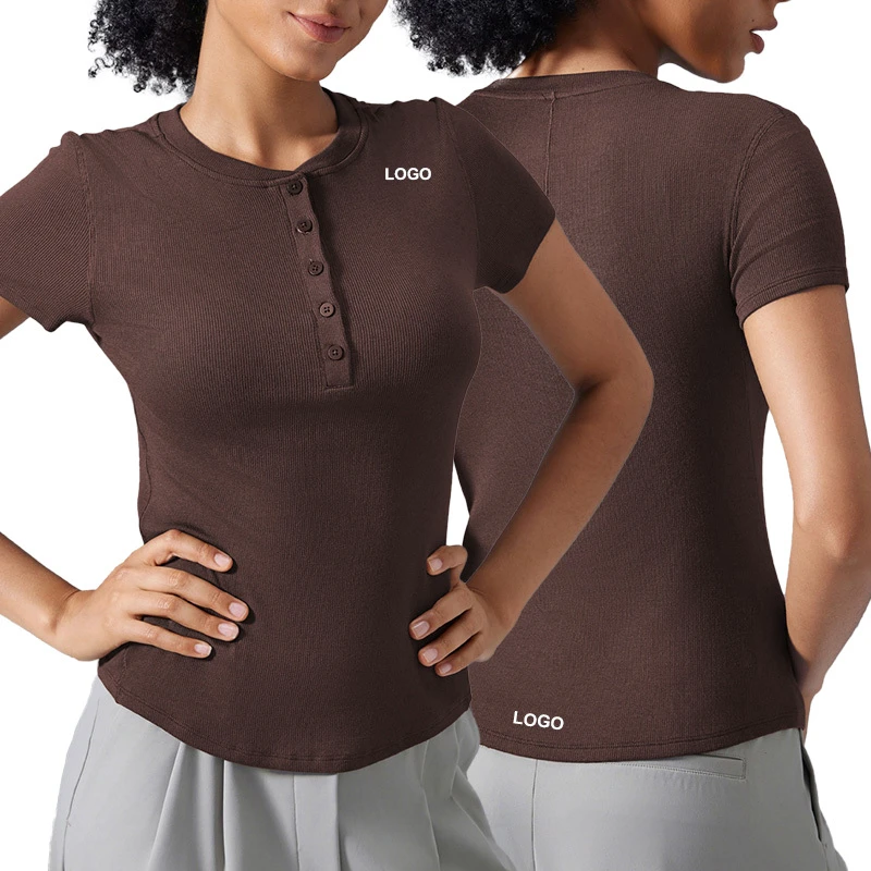 D25097 Short-sleeved Women's Elastic Comfortable Skin-friendly Fitness T-shirt Slim Athletic Tummy Control Yoga Tops