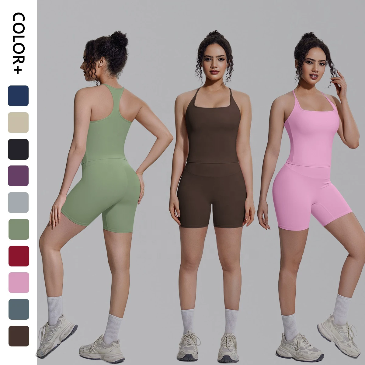 Wholesale Quick Drying Tight Women Slim Running Sports Tops Yoga Set Bra Shorts Bra Set Fitness Clothes
