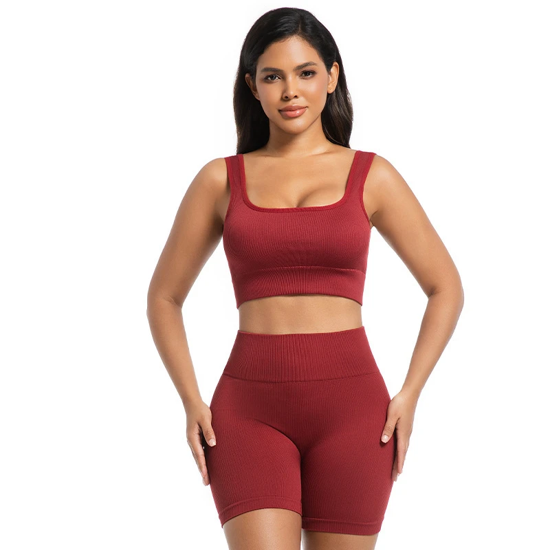 Europe and the United States High Waist Seamless Yoga Set Bra Women's Fitness Quick-drying Breathable Tights Sports Suit
