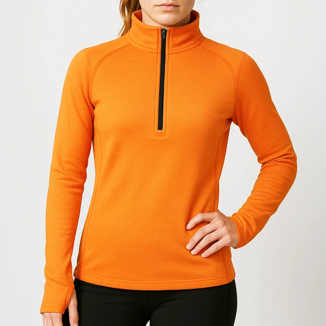 Women's Merino Wool Quarter-Zip Activewear Top Long Sleeve Base Layer For Running, Hiking & Training