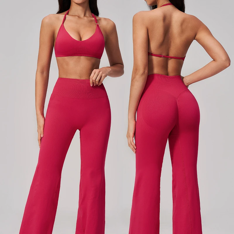 New Women's Threaded Sports Set Strong Support Active Sets Outdoor Seamless Yoga Wear Fitness Yoga Set