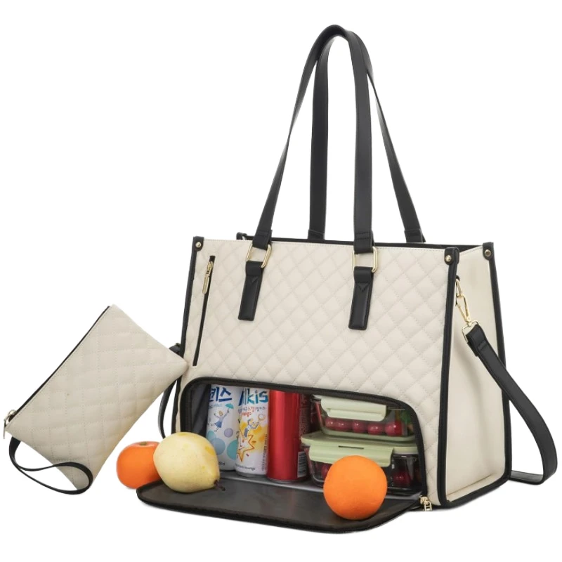 2-in-1 Large Sports Tote Insulated Sports Bag Combo for Camping Travel Handbag Crossbody Strap Laptop Sleeve PU 30-40L Capacity