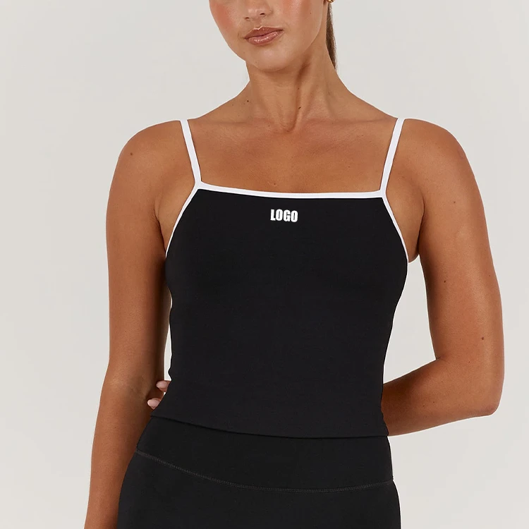 OEM Custom Breathable Thin Strap Leisure Soft Fabric Gym Sports Yoga Tank Top for Woman