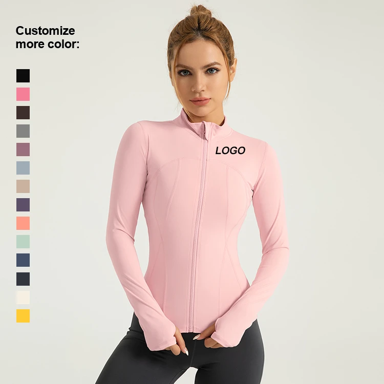 Customizable Lightweight Breathable Women's Long Sleeve Sports Zipper Jacket Comfortable Workout Top for Running Yoga