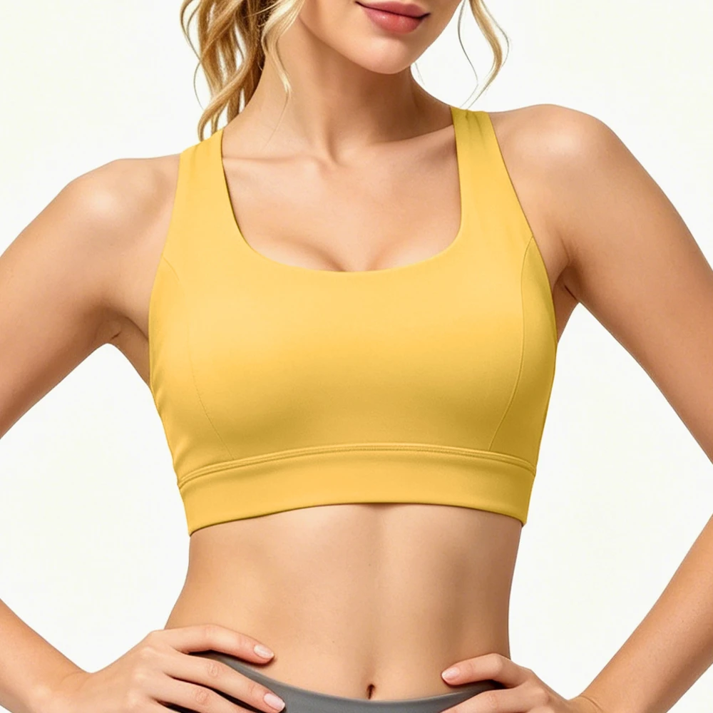 Buttery Soft Breathable Yoga Sports Bra for Women Removable Pads Medium Support Four-Way Stretch Crisscross Back Design Workout