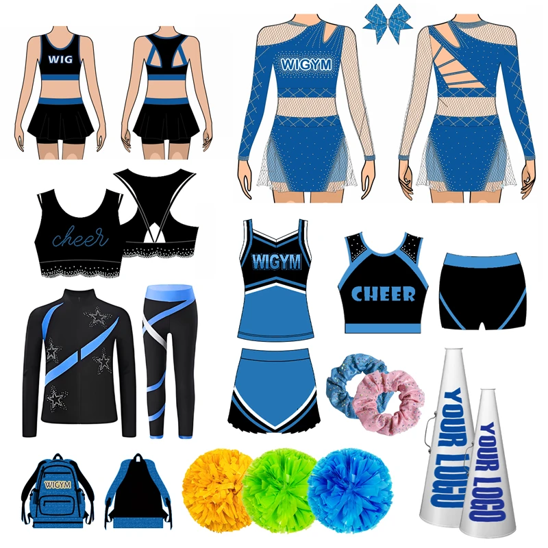 WIGYM Designer-designed Cheerleading Training Sets Children Girls Customizable Spandex/Cotton Bras Shorts Practice Uniforms 3D