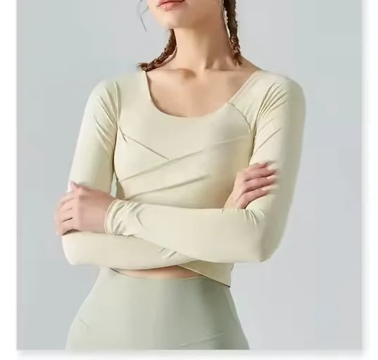 New Women's Hollow Splicing Yoga Long Sleeve Relaxed Relaxed Breathable Fitness Sports Yoga Clothing