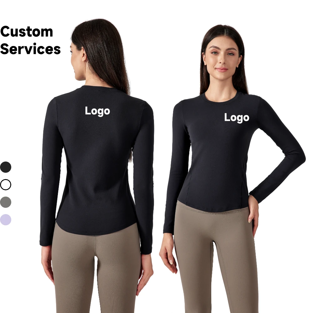 High Waist Elastic & Slimming Long-Sleeved Sports Top for Yoga Pilates & Fitness Training Nude Skin-Friendly Clothing Daw192