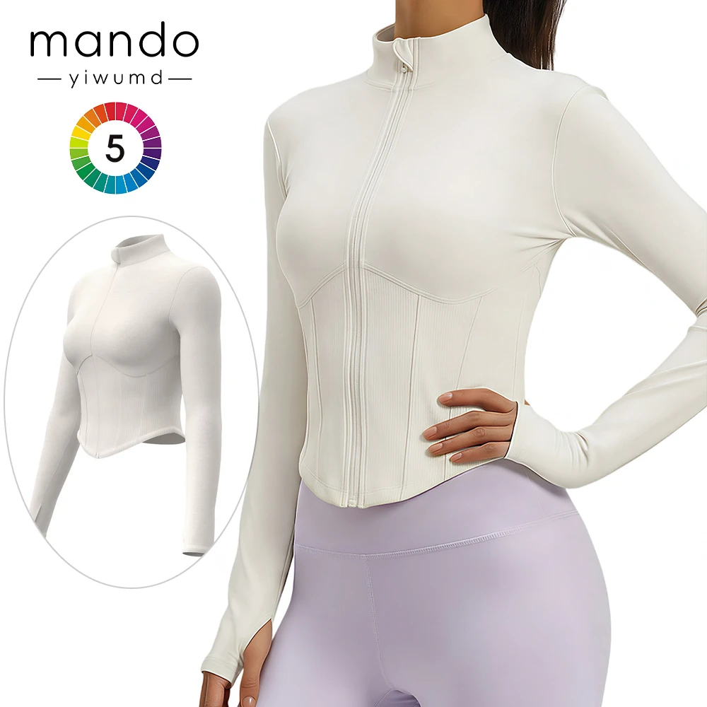 Breathable Yoga Wear for Women Autumn Winter Stand Collar Long Sleeve Tight-fitting Jacket Sports Running Pilates Top